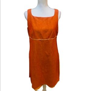 Vintage 90’s Depeche Mode linen/rayon sleeveless dress overlay orange lined 10